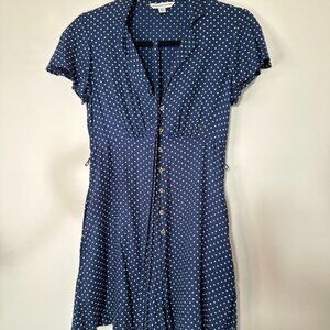 American Eagle Outfitters, Polka Dotted Button Up Romper, Navy, Size XS